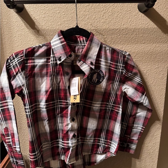 Western Style Red Plaid Kids Shirt size medium by Red River - Picture 1 of 5